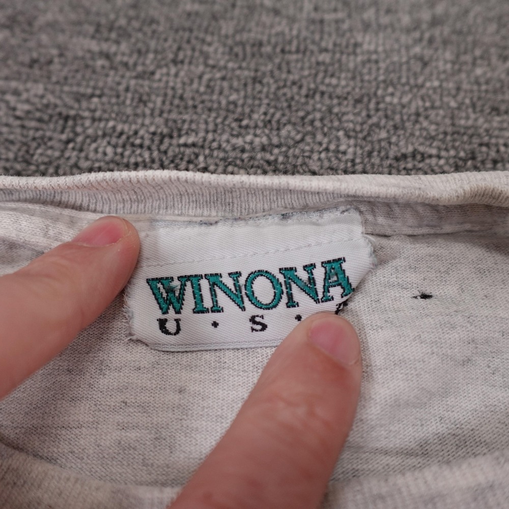 Vintage Winona Shirt Mens XL Gray Nubble Light Lighthouse Graphic Made USA 90s - Picture 4 of 14